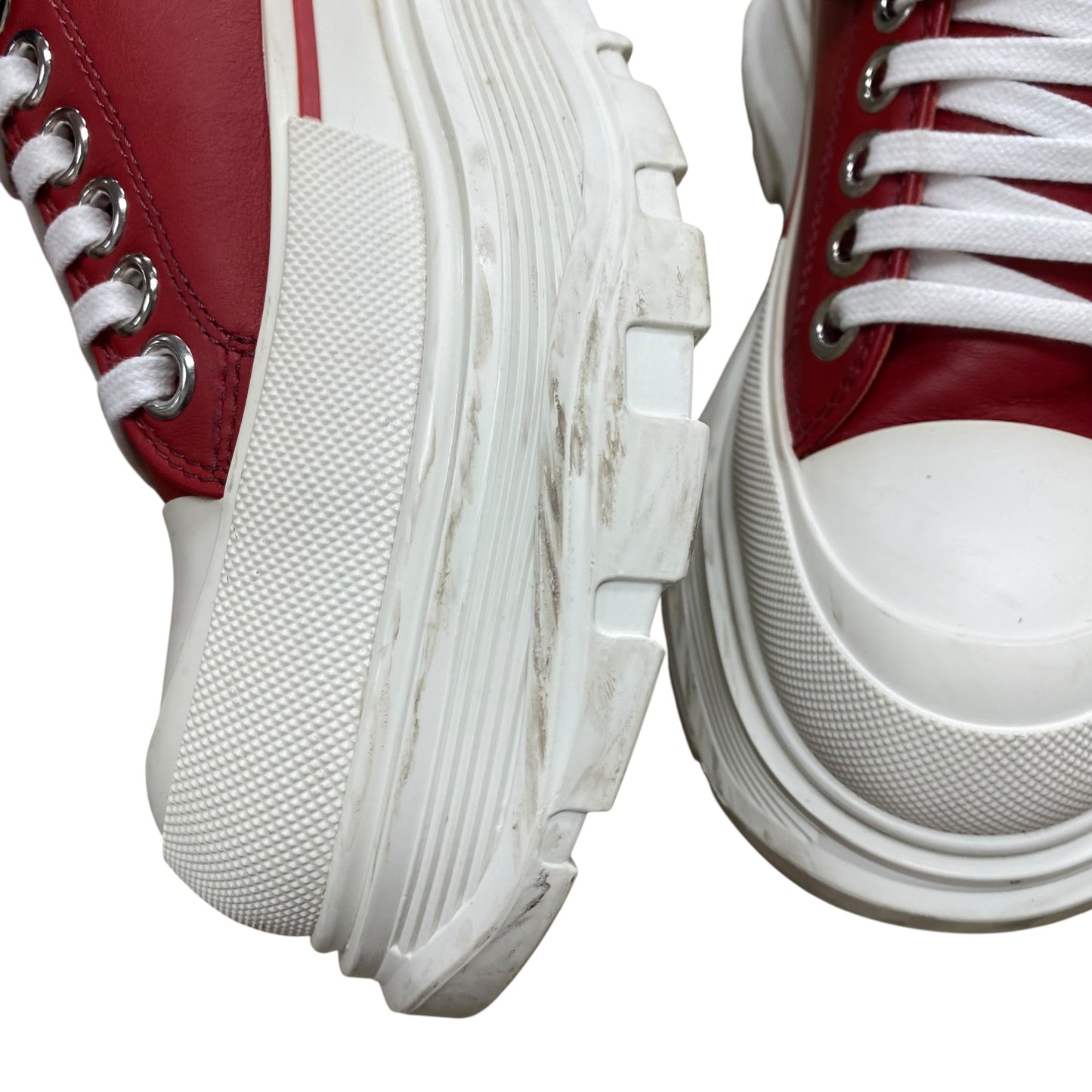 Shoes Luxury Designer By Alexander Mcqueen In Red & White, Size:5.5