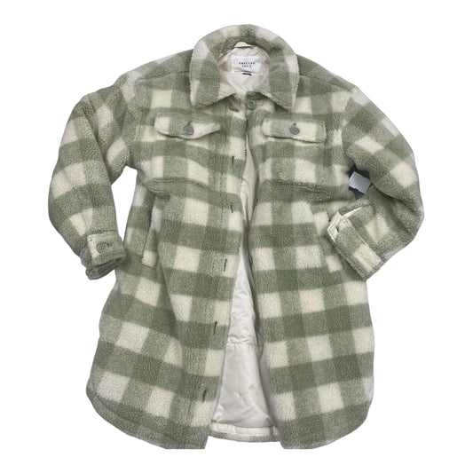 Coat Faux Fur & Sherpa By American Eagle In Checkered Pattern, Size:S