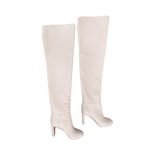 Boots Luxury Designer By Christian Louboutin In LIGHT PINK, Size:8 (38.5)