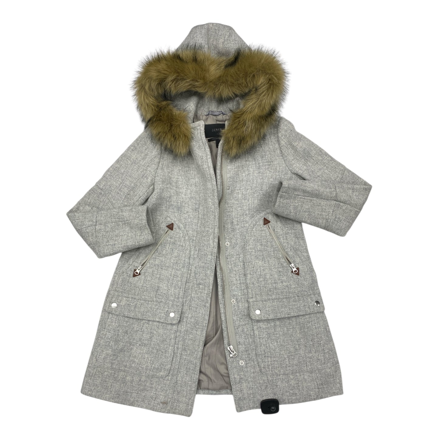 Coat Wool By J. Crew In Grey, Size:2