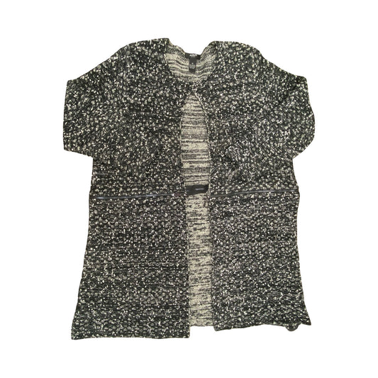 Sweater Cardigan By Alfani In Black & White, Size:1X