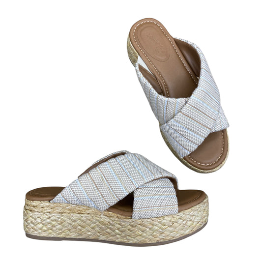 Sandals Heels Platform By Universal Thread In Tan & White, Size:8
