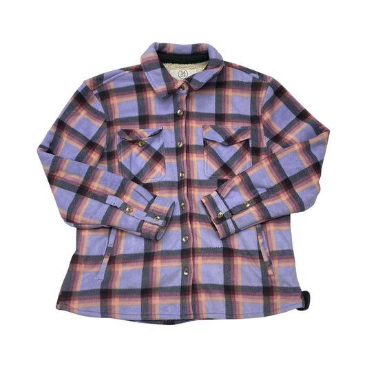 Jacket Faux Fur & Sherpa By Sage In Plaid Pattern, Size:L