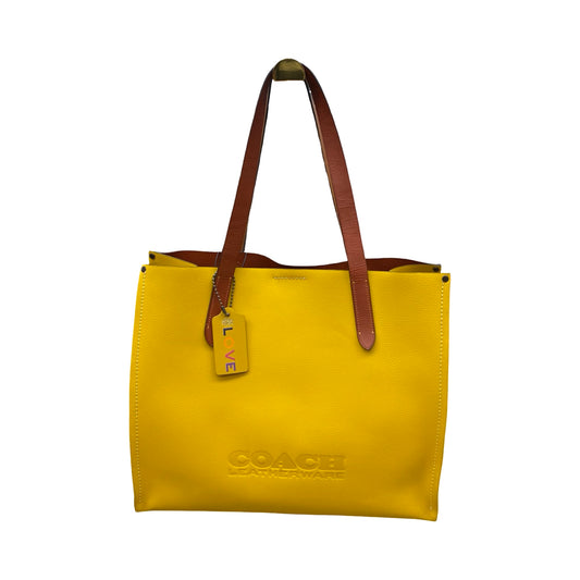Tote Designer By Coach In Yellow, Size:Large