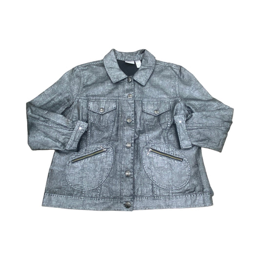 Jacket Denim By Chicos In Grey, Size:Xl