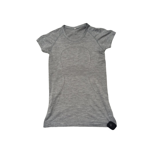 Athletic Top Ss By Lululemon In Grey, Size:8