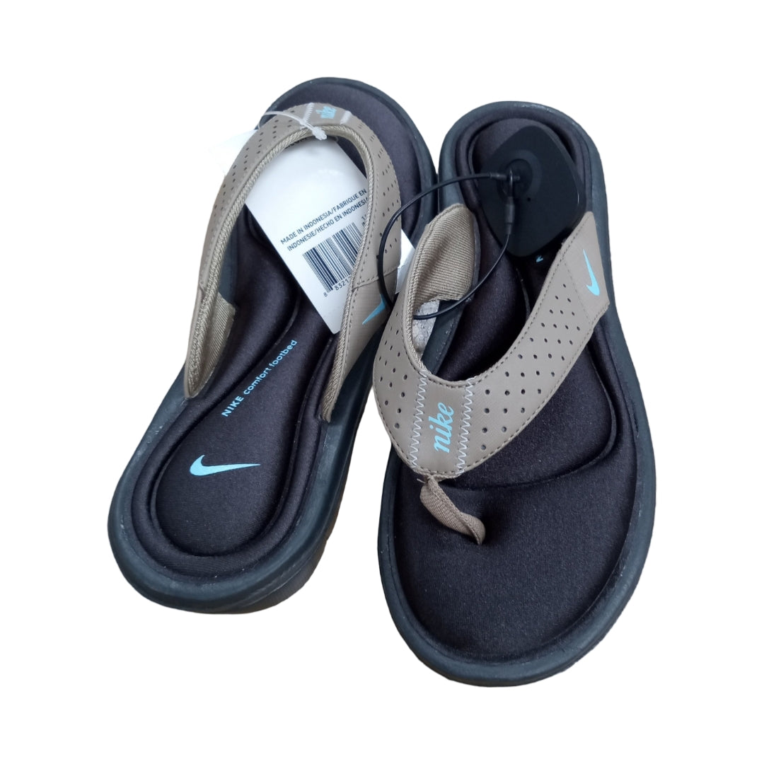 Sandals Flip Flops By Nike In Black & Brown, Size:7